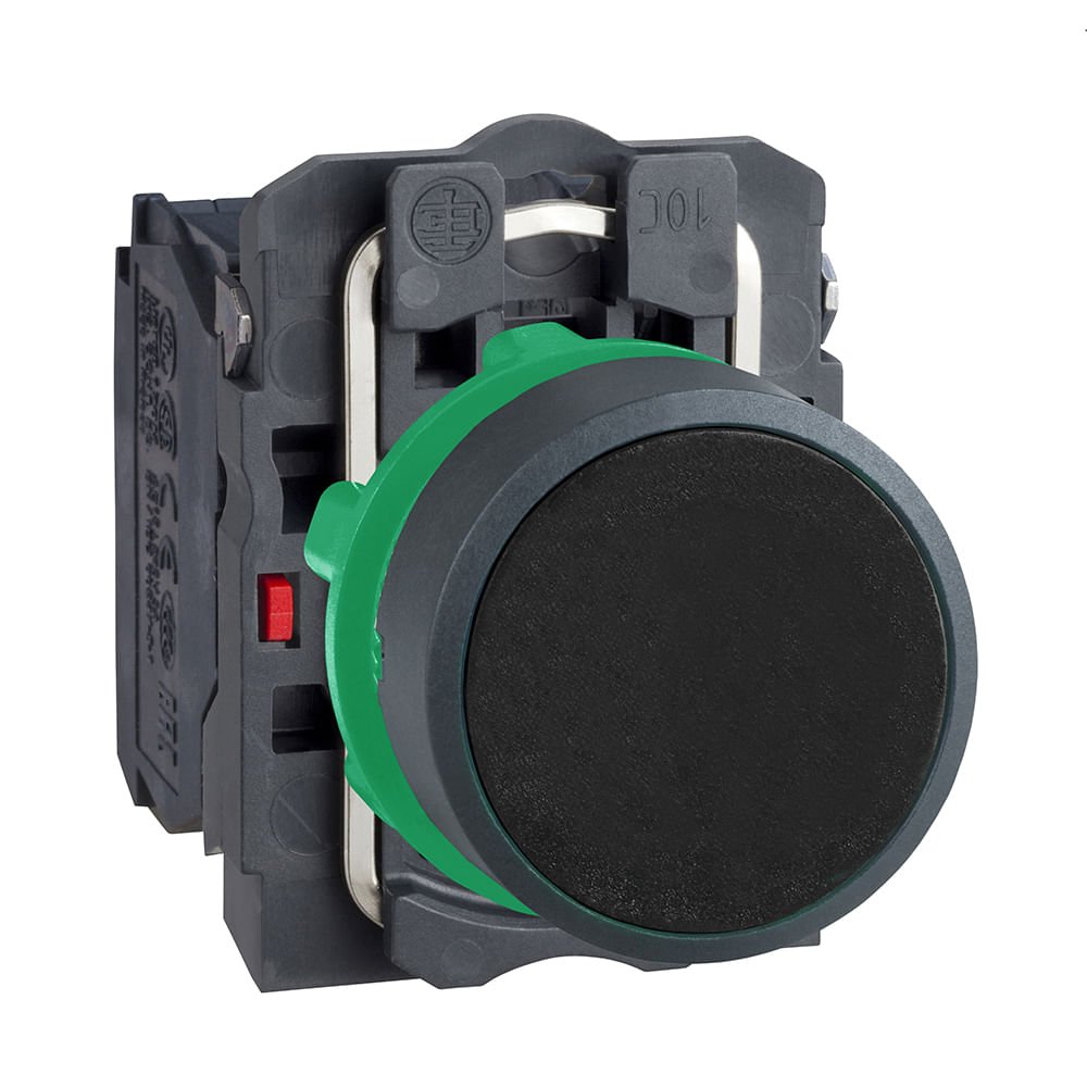BOTÃO Ø22MM PLÁSTICO, RETORNO POR MOLA, PRETO, NA+NF XB5AA25