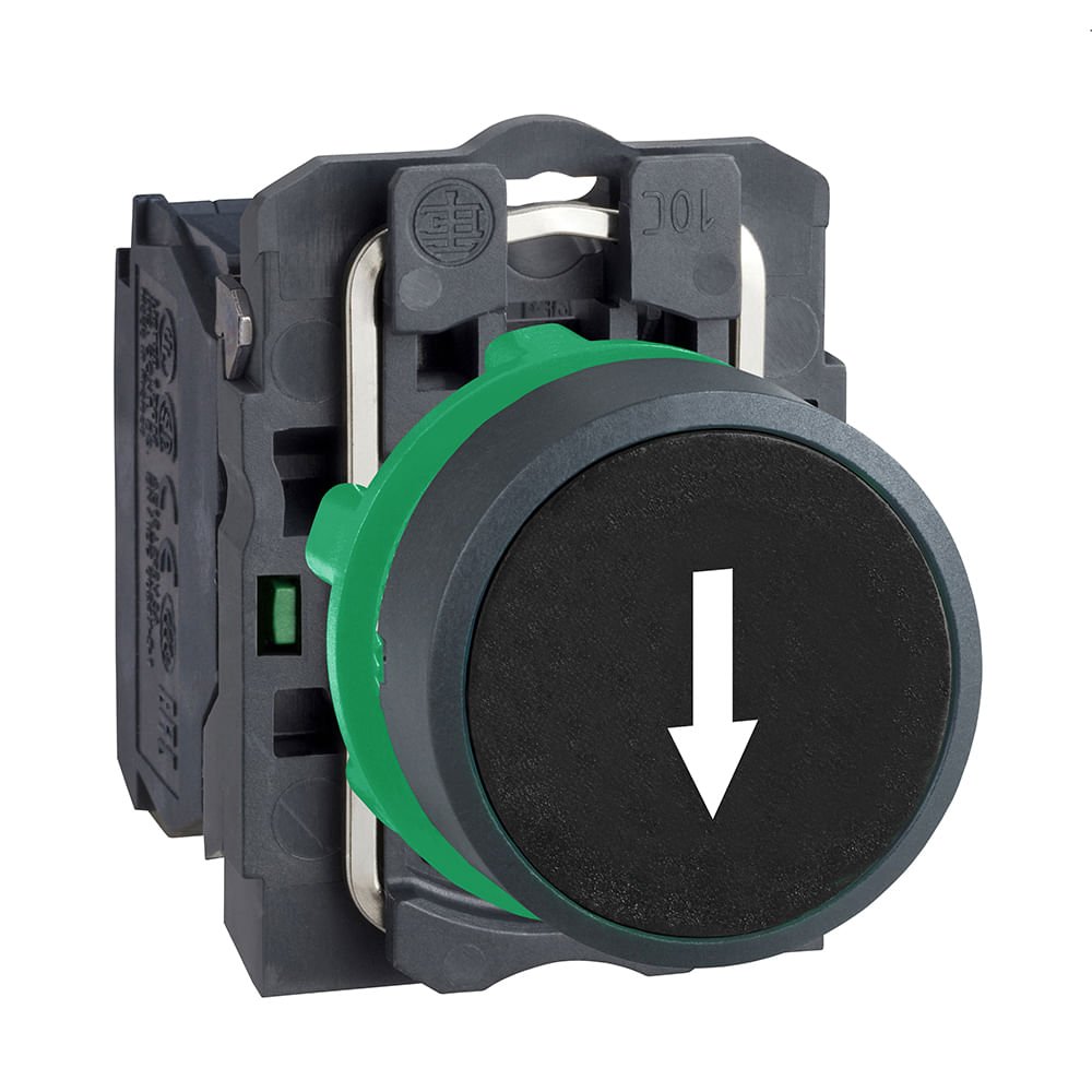 BOTÃO Ø22MM PLÁSTICO, RETORNO POR MOLA, PRETO, ?, NA XB5AA3351