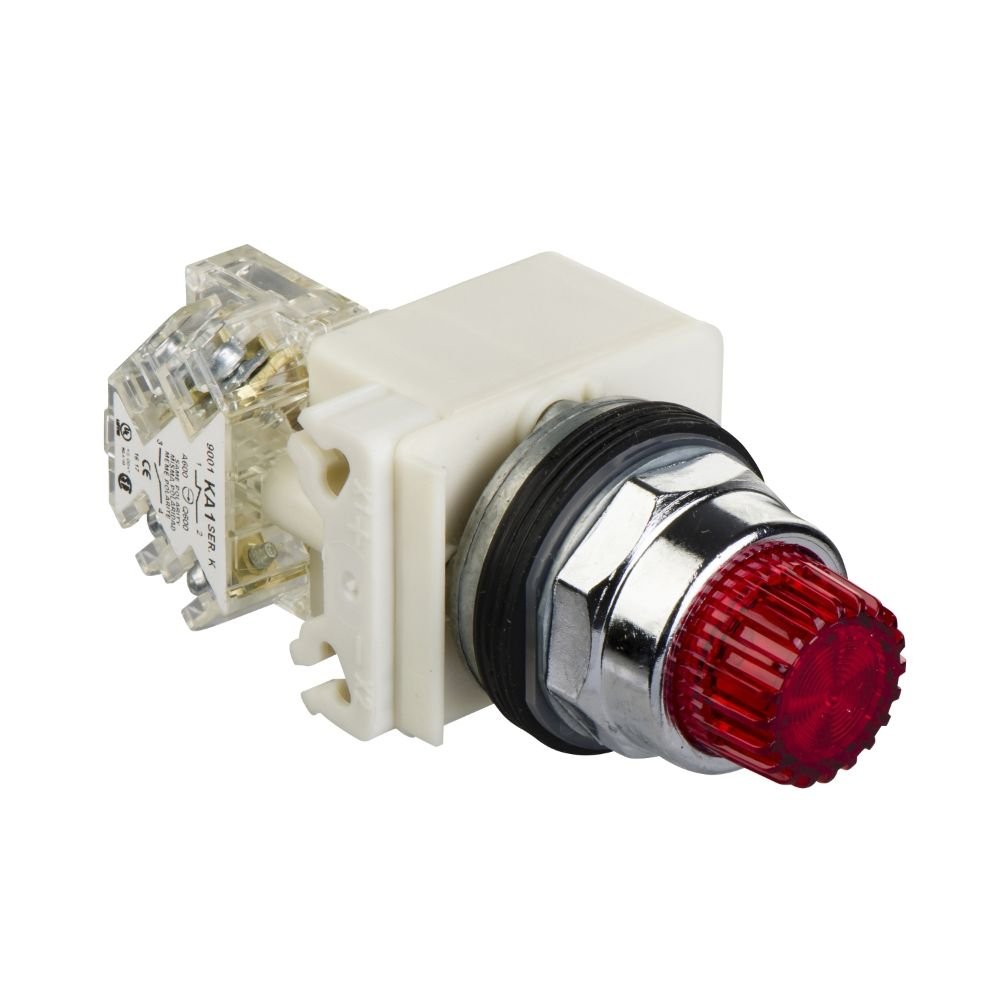 BOTÃO LUMINOSO Ø30MM METÁLICO SALIENTE, LED, VERMELHO, NA+NF, 120VCA/CC