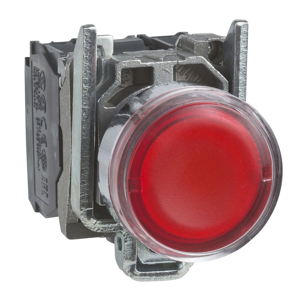 BOTÃO LUMINOSO Ø22MM METÁLICO RETORNO POR MOLA, VERMELHO, NA+NF, LÂMP =250V XB4BW3465