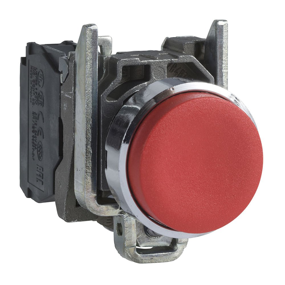 BOTÃO Ø22MM METÁLICO, RETORNO POR MOLA, VERMELHO, SALIENTE, NF XB4BL42