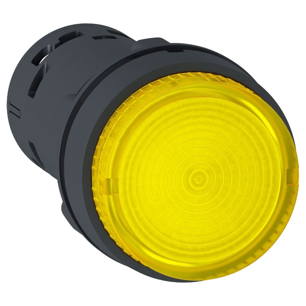 BOTÃO MONOBLOCO LUMINOSO Ø22MM PLÁSTICO, RETORNO POR MOLA, AMARELO, NA, 230VCA