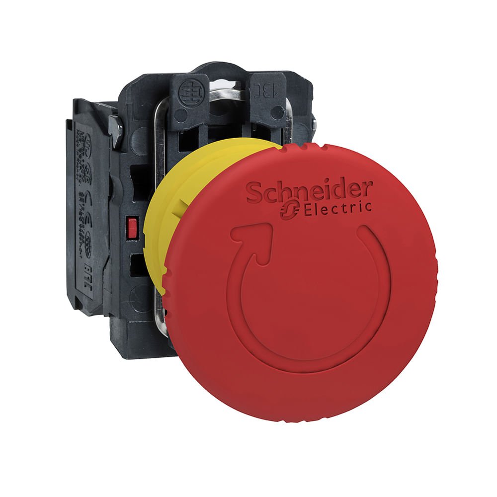 BOTÃO Ø22MM PLÁSTICO, EMERGÊNCIA, COGUMELO Ø40MM, VERMELHO, NF XB5AS8442