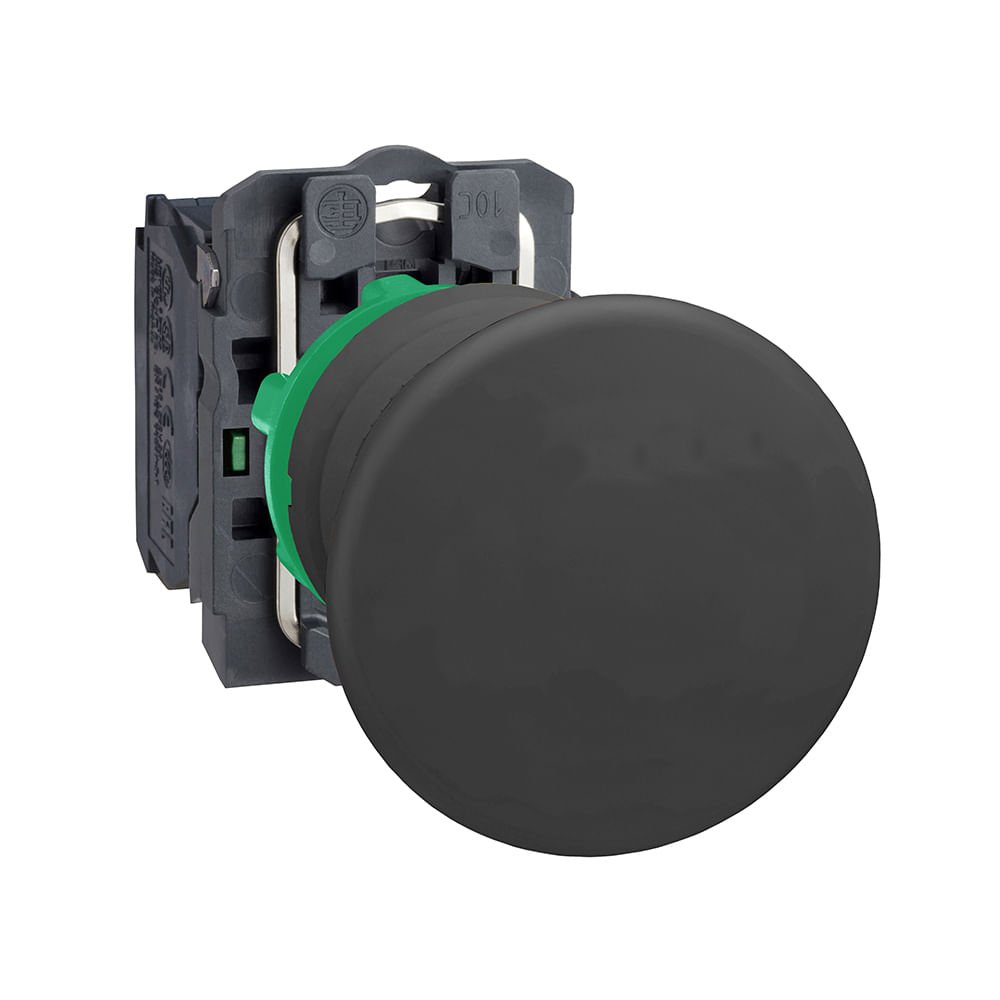 BOTÃO Ø22MM PLÁSTICO, RETORNO POR MOLA, COGUMELO Ø40MM, PRETO, NA XB5AC21