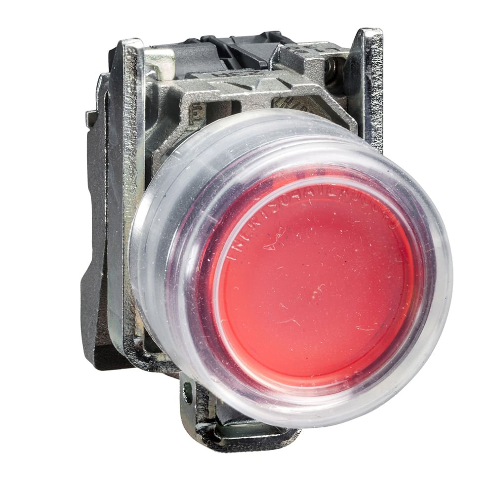 BOTÃO Ø22MM METÁLICO, RETORNO POR MOLA, VERMELHO, COM CAPA, NF XB4BP42