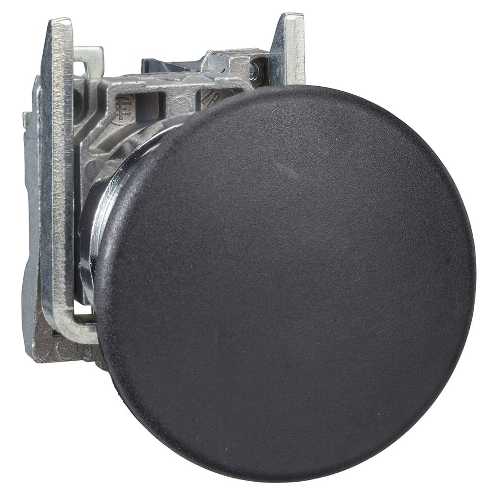 BOTÃO Ø22MM METÁLICO, RETORNO POR MOLA, COGUMELO Ø40MM, PRETO, NA XB4BC21