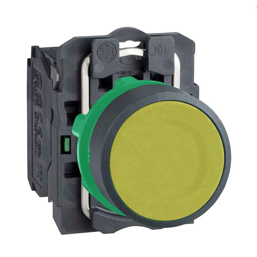 BOTÃO Ø22MM PLÁSTICO, RETORNO POR MOLA, AMARELO, NA XB5AA51