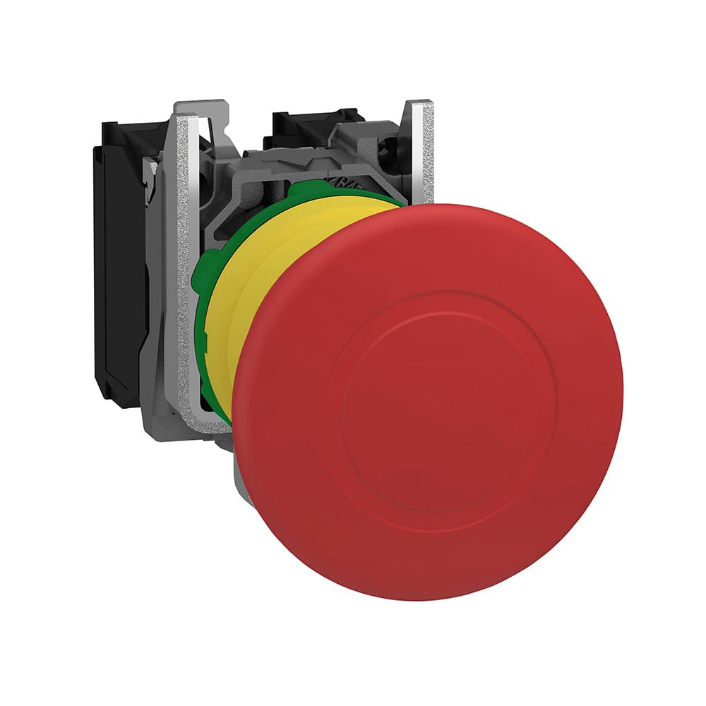 BOTÃO Ø22MM PLÁSTICO, EMERGÊNCIA, COGUMELO Ø40MM, VERMELHO, NA+NF XB5AT845