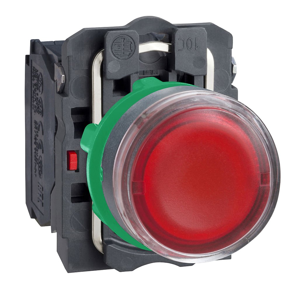 BOTÃO LUMINOSO Ø22MM PLÁSTICO, RETORNO POR MOLA, VERMELHO, NA+NF, 230VCA XB5AW34M5