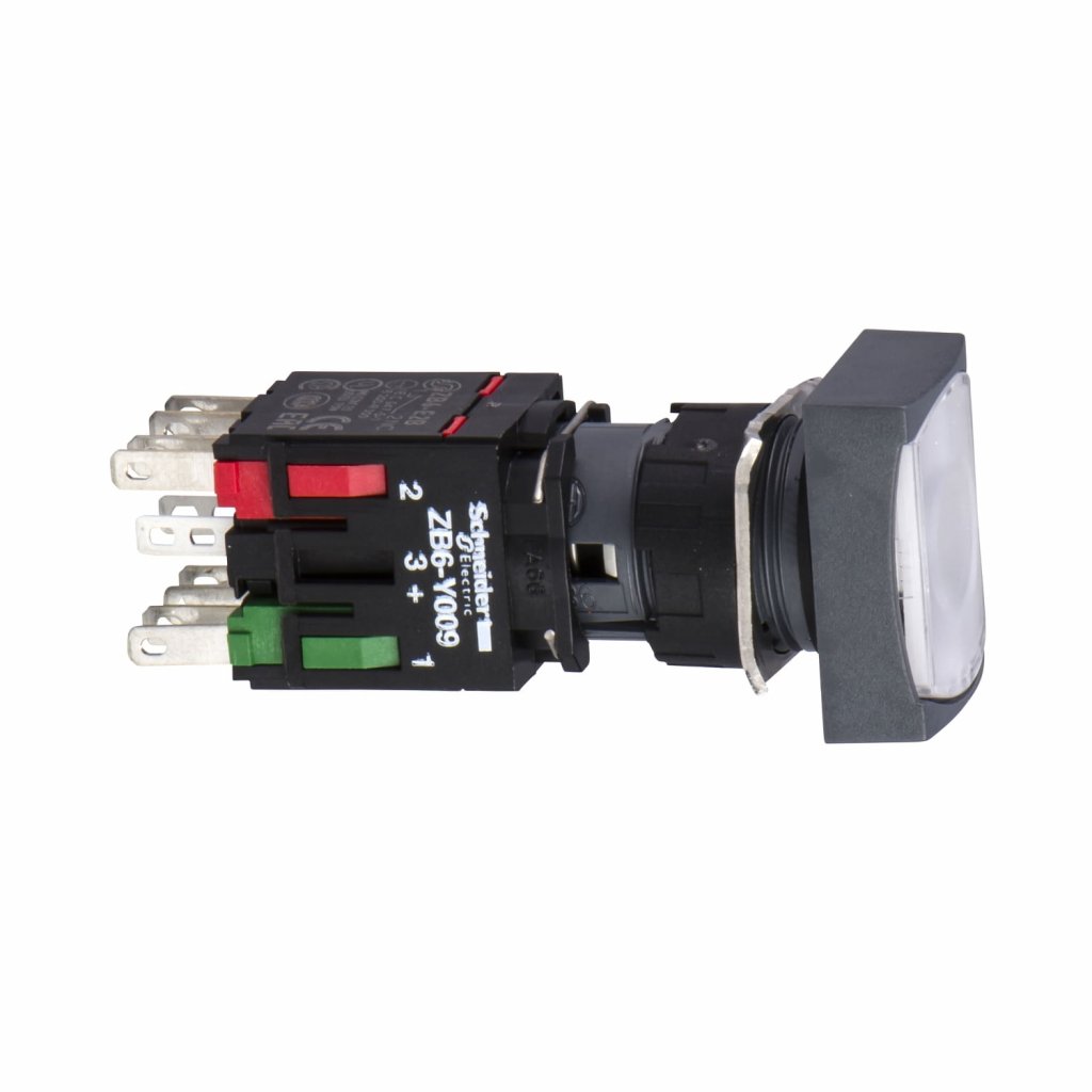 BOTAO 16MM PLASTICO LUMINOSO COM RETENCAO RETANGULAR BRANCO 1NA 1NF XB6DF1B5B
