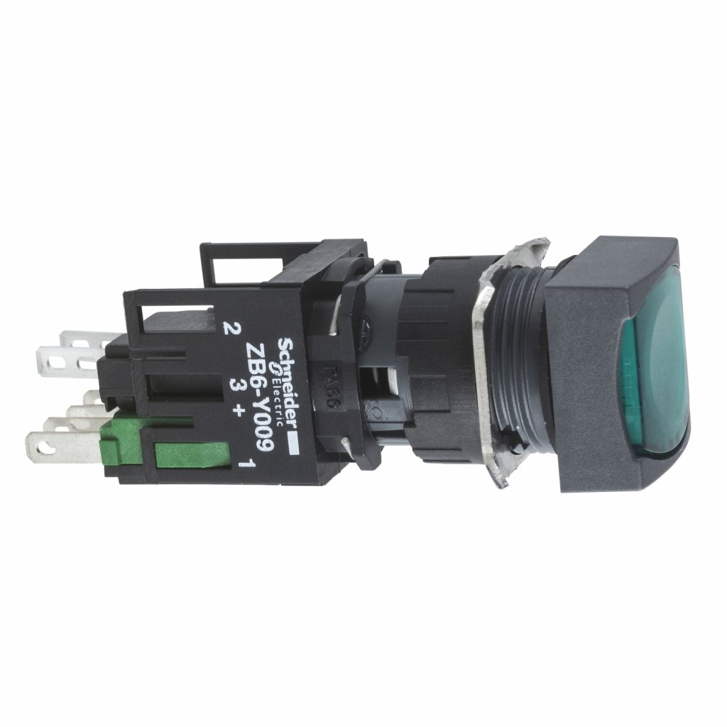 BOTAO 16MM PLASTICO A IMPULSAO QUADRADO 1NA VERDE XB6CW3B1B