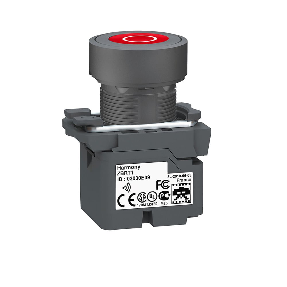 BOTÃO Ø22MM PLÁSTICO, TRANSMISSOR SEM FIO E SEM BATERIA, VERMELHO, O ZB5RTA432