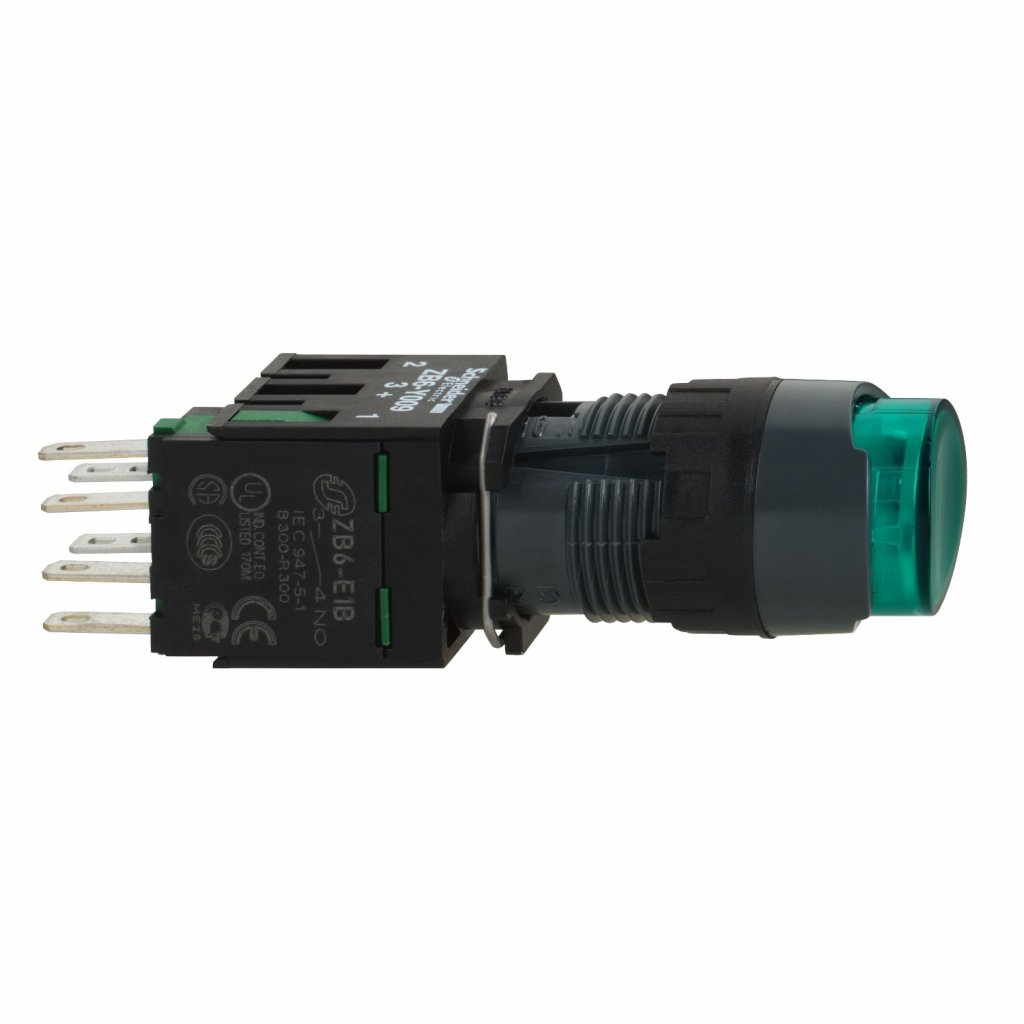 BOTAO 16MM PLASTICO LUMINOSO REDONDO SALIENTE 1NA VERDE XB6AE3B1B