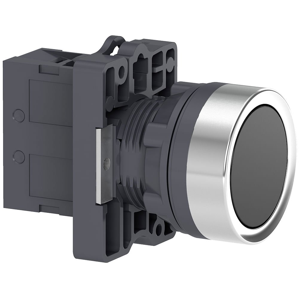 BOTÃO Ø22MM PLÁSTICO, RETORNO POR MOLA, PRETO, NA XA2EA21