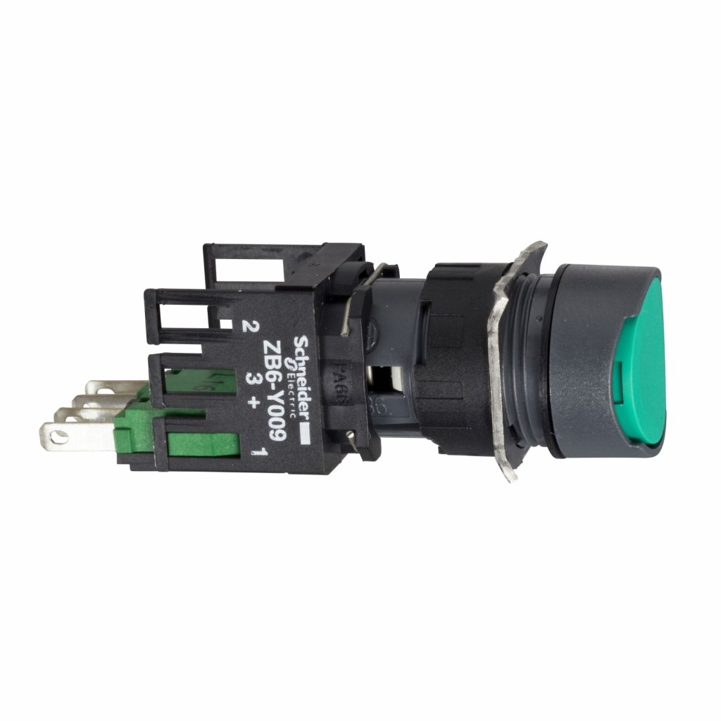BOTAO 16MM PLASTICO NORMAL A IMPULSAO REDONDO 1NA 1NF VERDE XB6AA35B