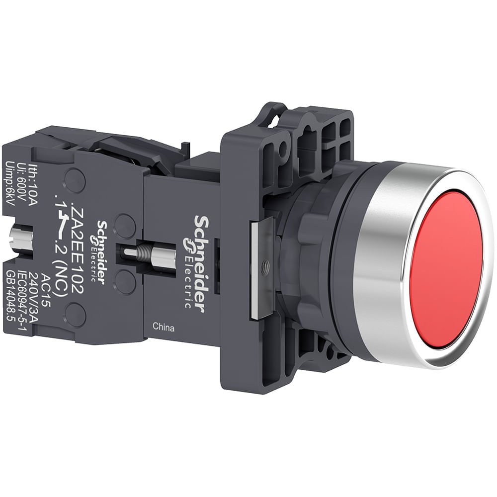 BOTÃO Ø22MM PLÁSTICO, COM RETENÇÃO, VERMELHO, NF XA2EH042
