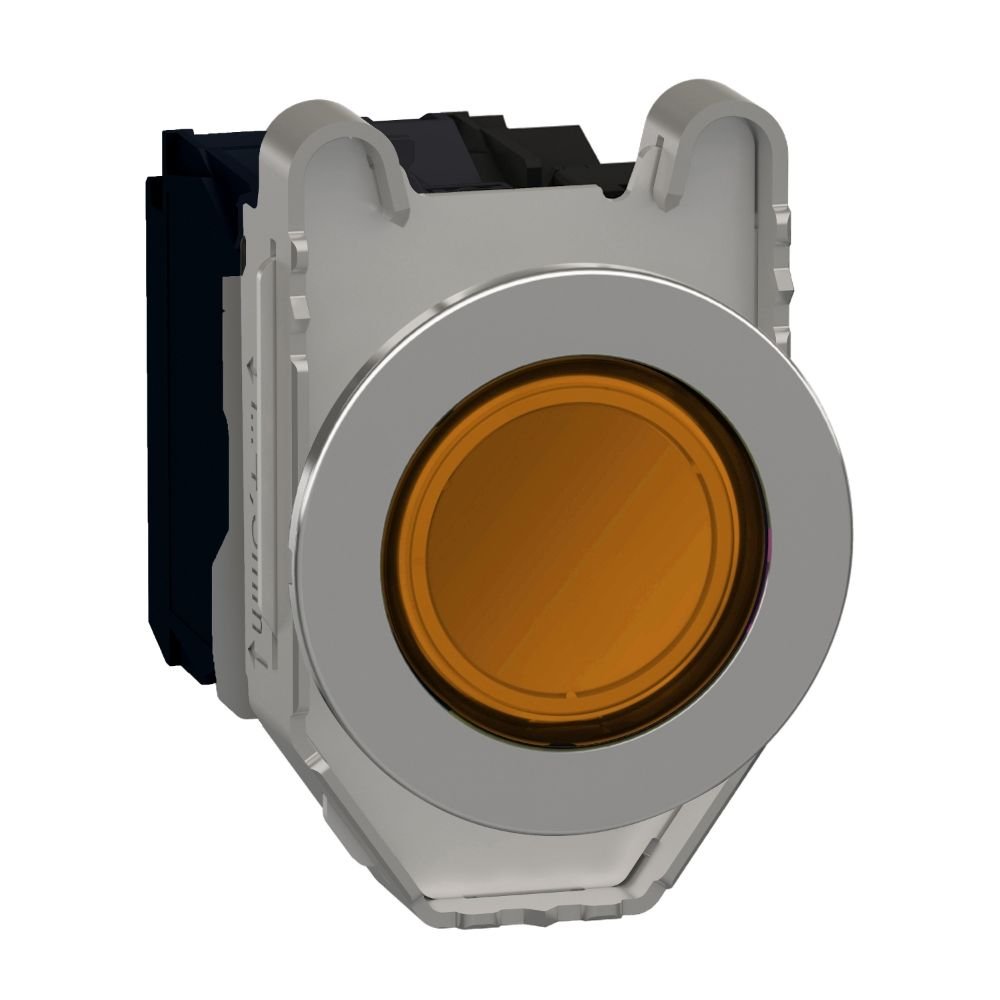 BOTÃO LUMINOSO FACEADO Ø30MM METÁLICO, RETORNO POR MOLA, LARANJA, NA+NF, 110...120VCA