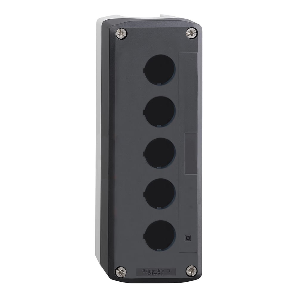 BOTOEIRA DE COMANDO 5 FUROS Ø22MM, VAZIA, CINZA, PARA BOTÃO MODULAR XALD05