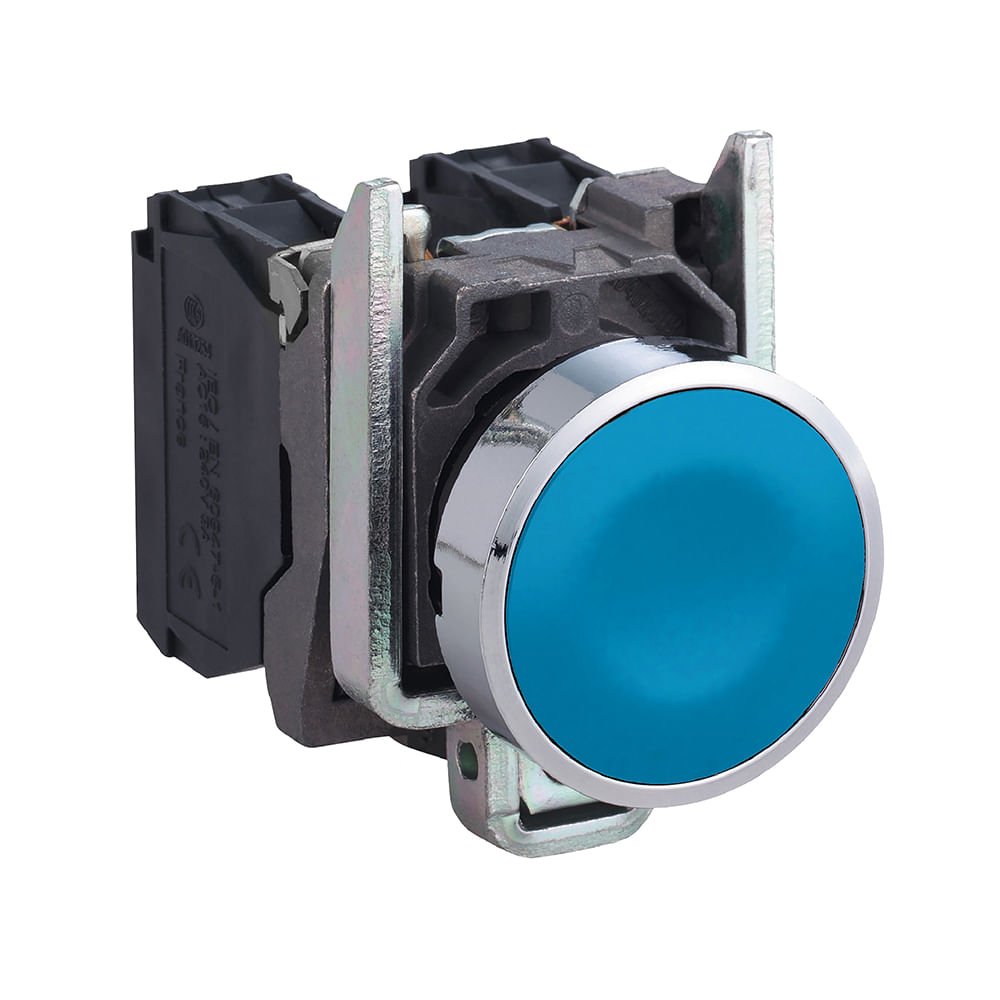 BOTÃO Ø22MM METÁLICO, RETORNO POR MOLA, AZUL, NA XB4BA61