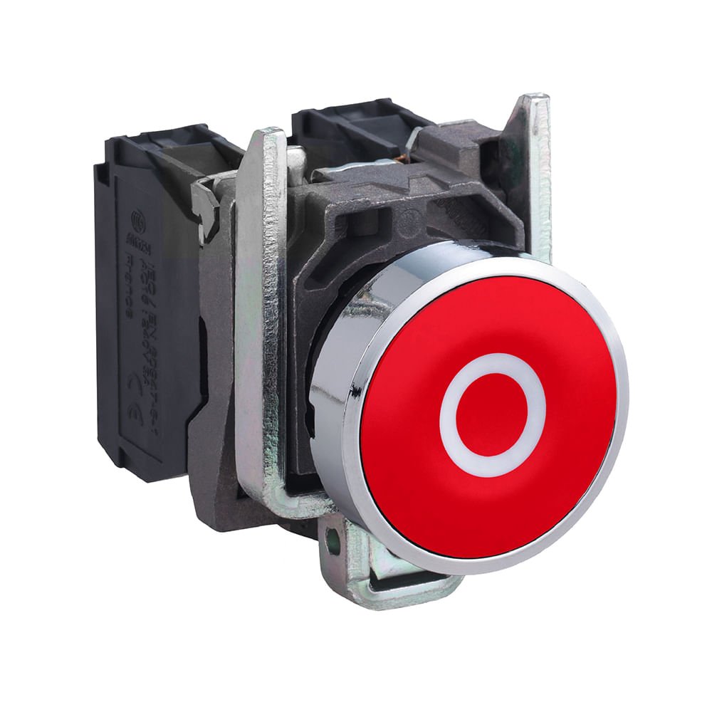 BOTÃO Ø22MM METÁLICO, RETORNO POR MOLA, VERMELHO, O, NF XB4BA4322