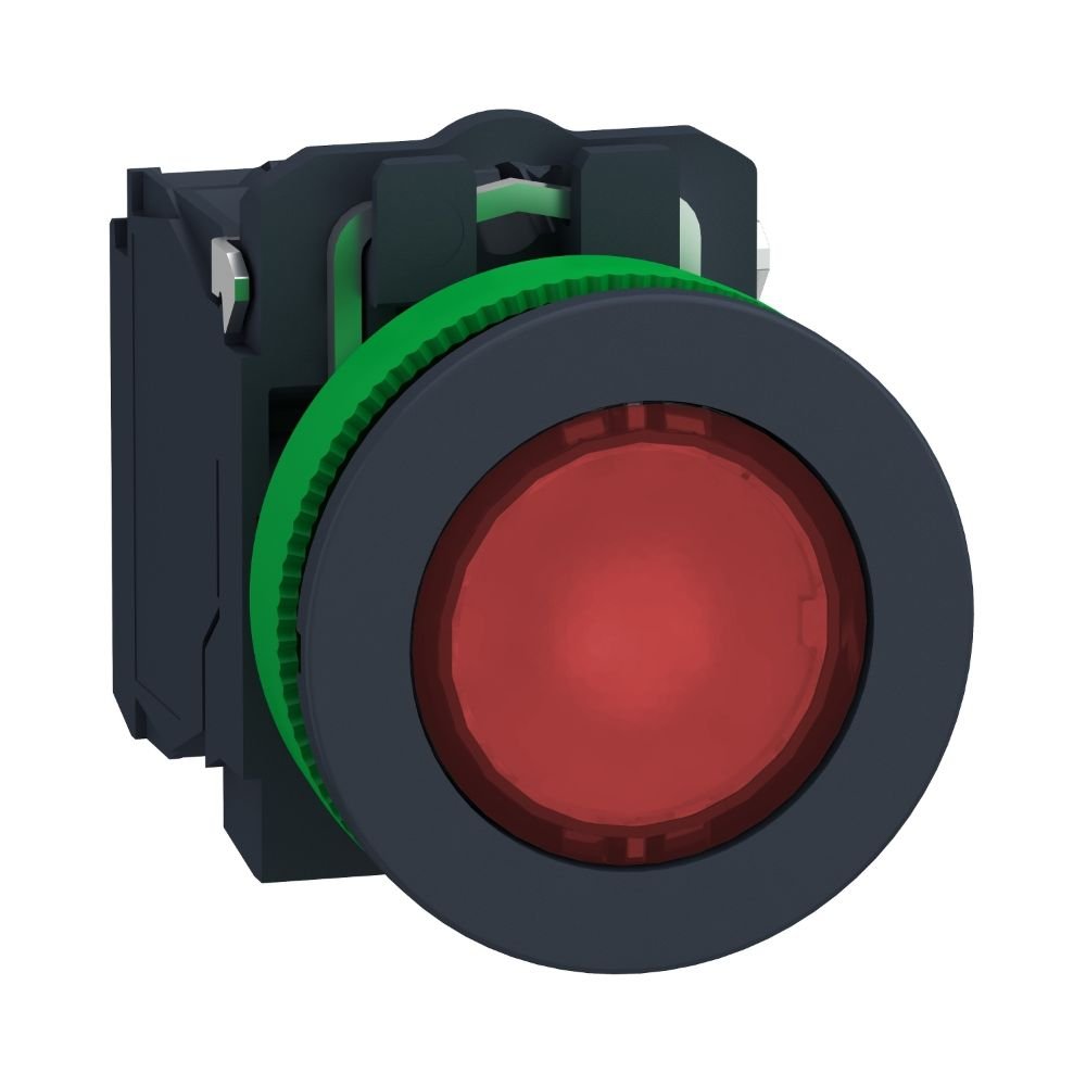BOTÃO ANTIMICROBIANO LUMINOSO FACEADO Ø30MM PLÁSTICO, RETORNO POR MOLA, VERMELHO, NA+NF, 230...240VCA