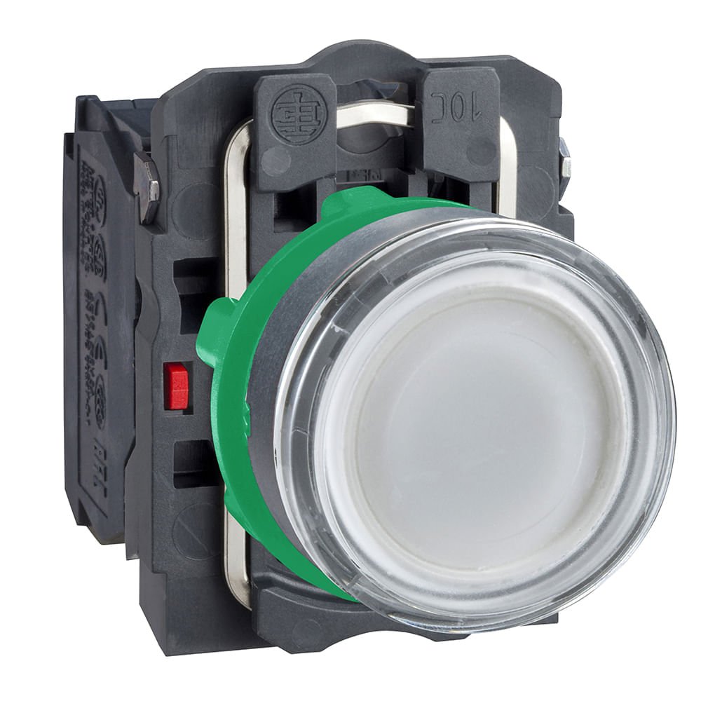 BOTÃO LUMINOSO Ø22MM PLÁSTICO, RETORNO POR MOLA, BRANCO, NA+NF, 110VCA XB5AW31G5