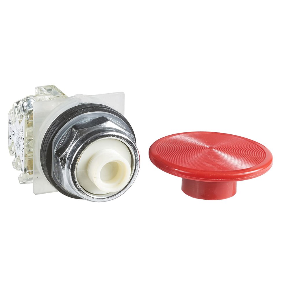 BOTAO 30MM METALICO A IMPULSAO SOCO D57 1NA 1NF VERMELHO 9001KR25RH13