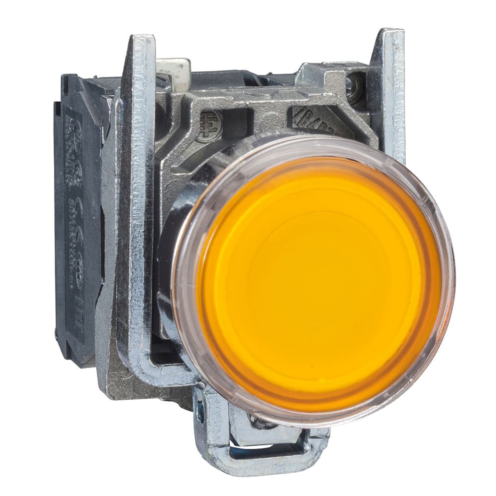 BOTÃO LUMINOSO Ø22MM METÁLICO RETORNO POR MOLA, LARANJA, NA+NF, LÂMP =250V XB4BW3565
