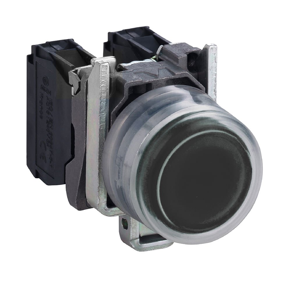 BOTÃO Ø22MM METÁLICO, RETORNO POR MOLA, PRETO, COM CAPA, NA XB4BP21