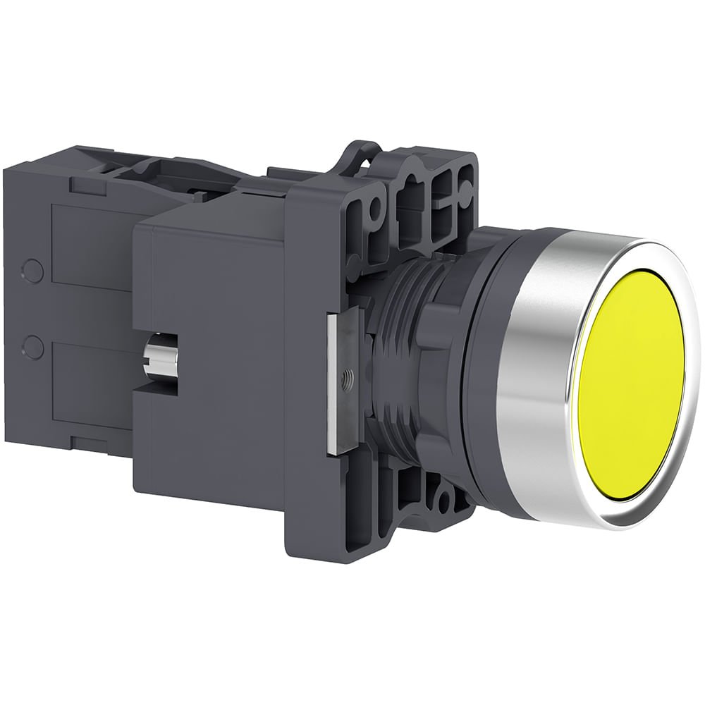 BOTÃO LUMINOSO Ø22MM PLÁSTICO, RETORNO POR MOLA, AMARELO, NA, 24VCA/CC XA2EW35B1