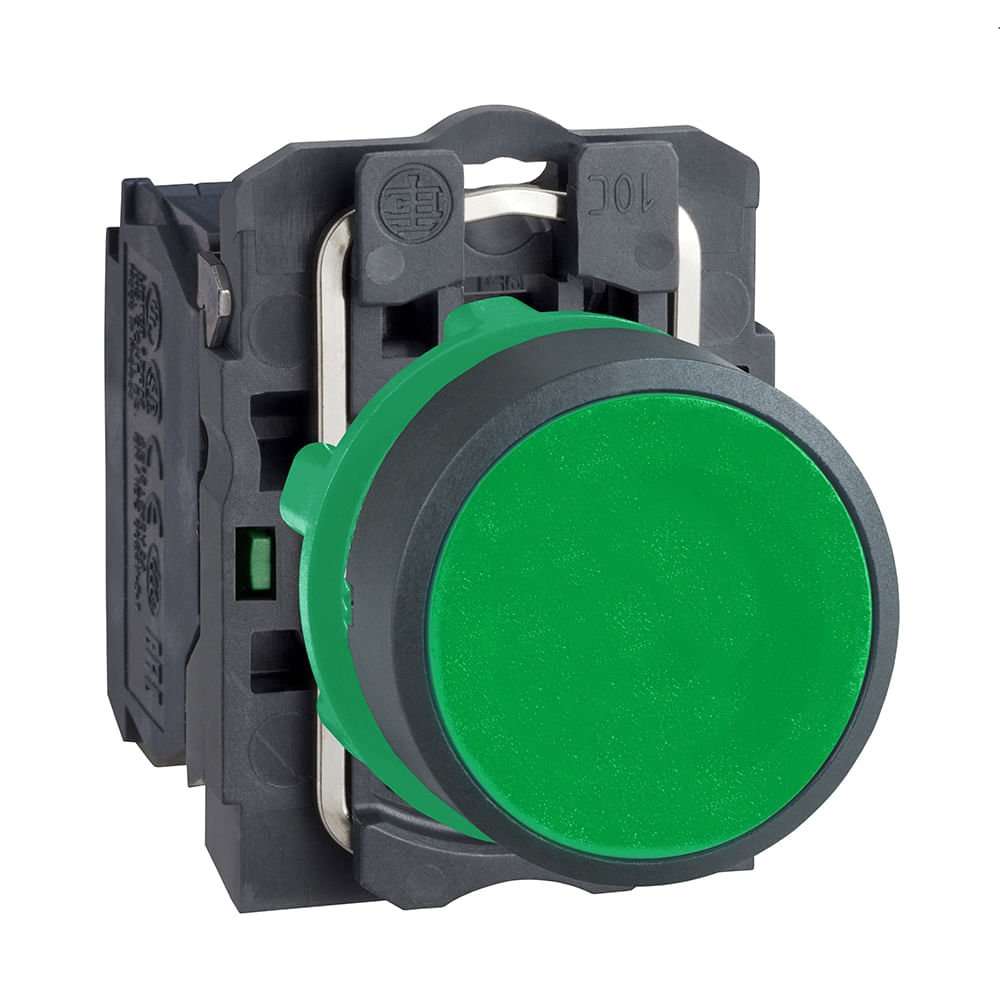 BOTÃO Ø22MM PLÁSTICO, RETORNO POR MOLA, VERDE, NA XB5AA31