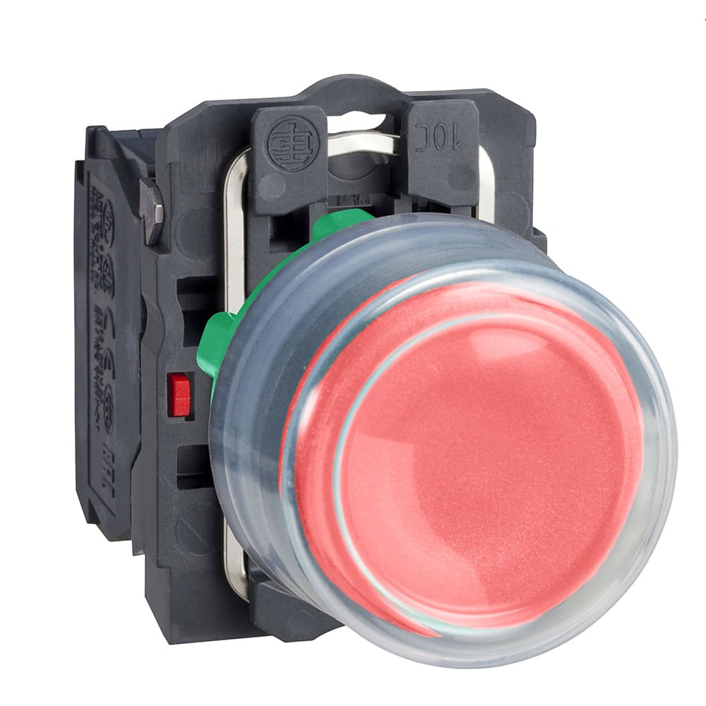 BOTÃO Ø22MM PLÁSTICO, RETORNO POR MOLA, VERMELHO, COM CAPA, NF XB5AP42