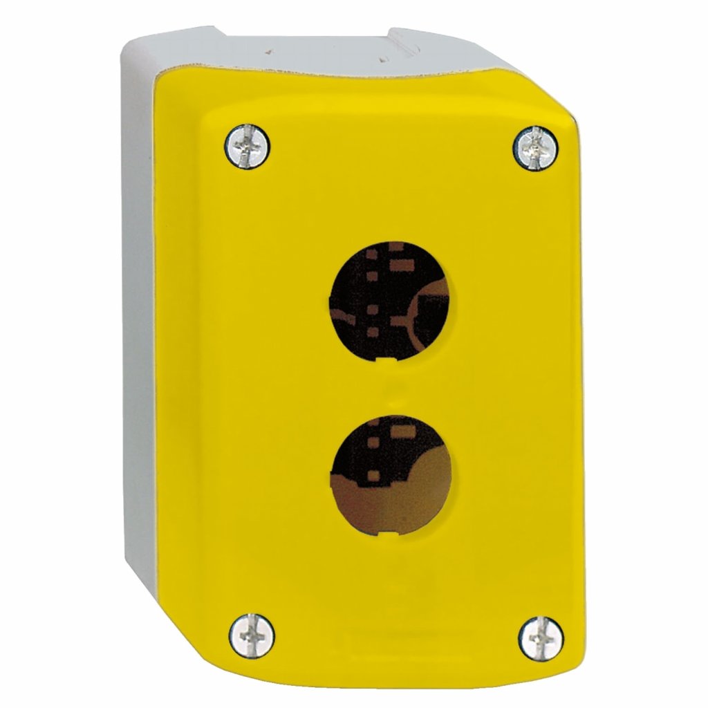 BOTOEIRA DE COMANDO 2 FUROS Ø22MM, VAZIA, AMARELA, BOTÃO MODULAR XALK02