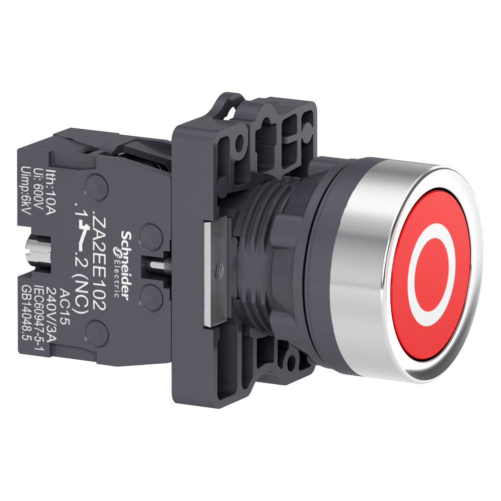 BOTÃO Ø22MM PLÁSTICO, RETORNO POR MOLA, VERMELHO, O, NF XA2EA4322