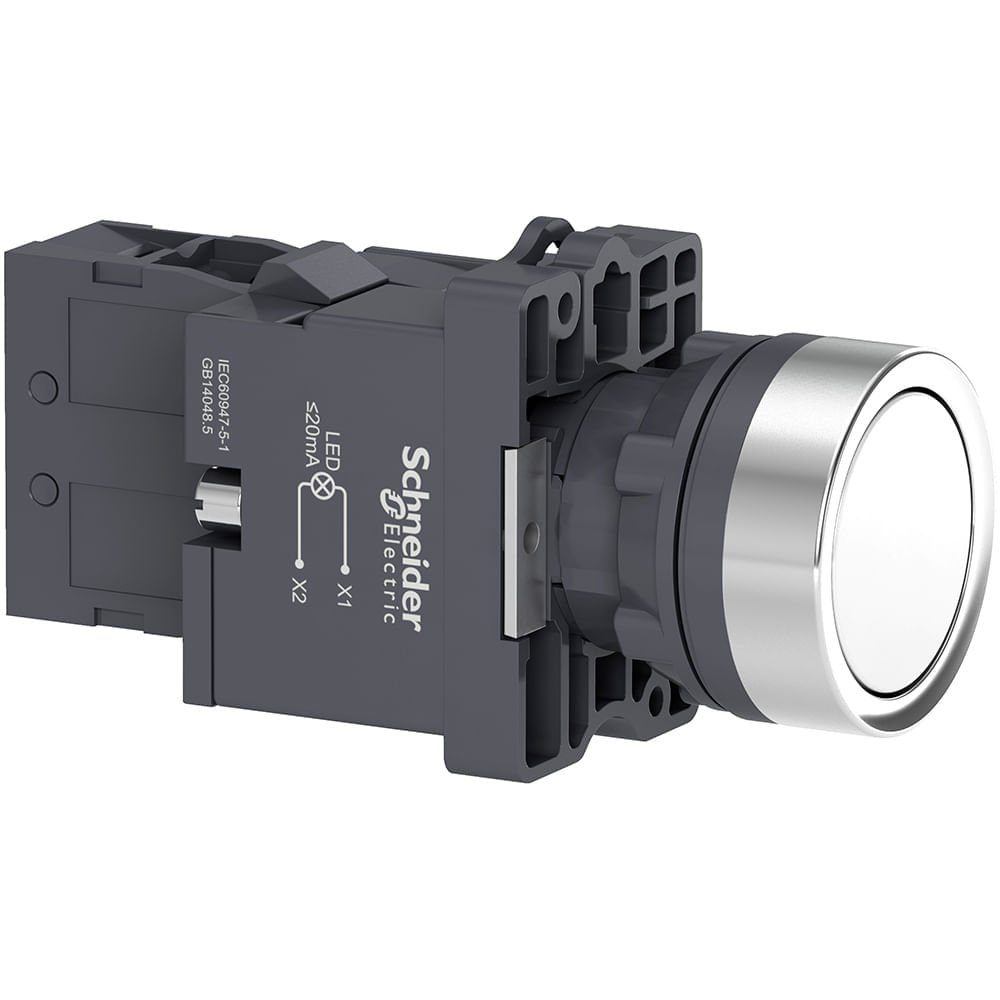 BOTÃO LUMINOSO Ø22MM PLÁSTICO, RETORNO POR MOLA, BRANCO, NA, 380VCA XA2EW31Q1