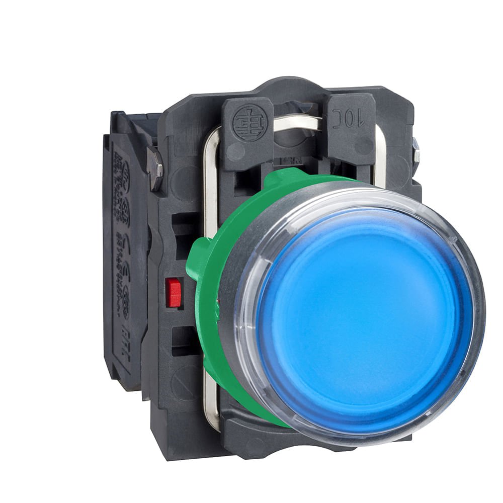 BOTÃO LUMINOSO Ø22MM PLÁSTICO, RETORNO POR MOLA, AZUL, NA+NF, 230VCA XB5AW36M5