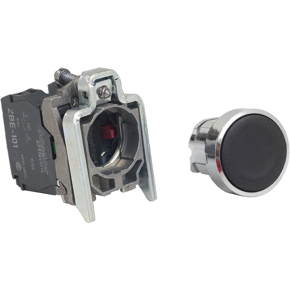 BOTÃO Ø22MM METÁLICO, RETORNO POR MOLA, PRETO, NA+NF XB4BA25