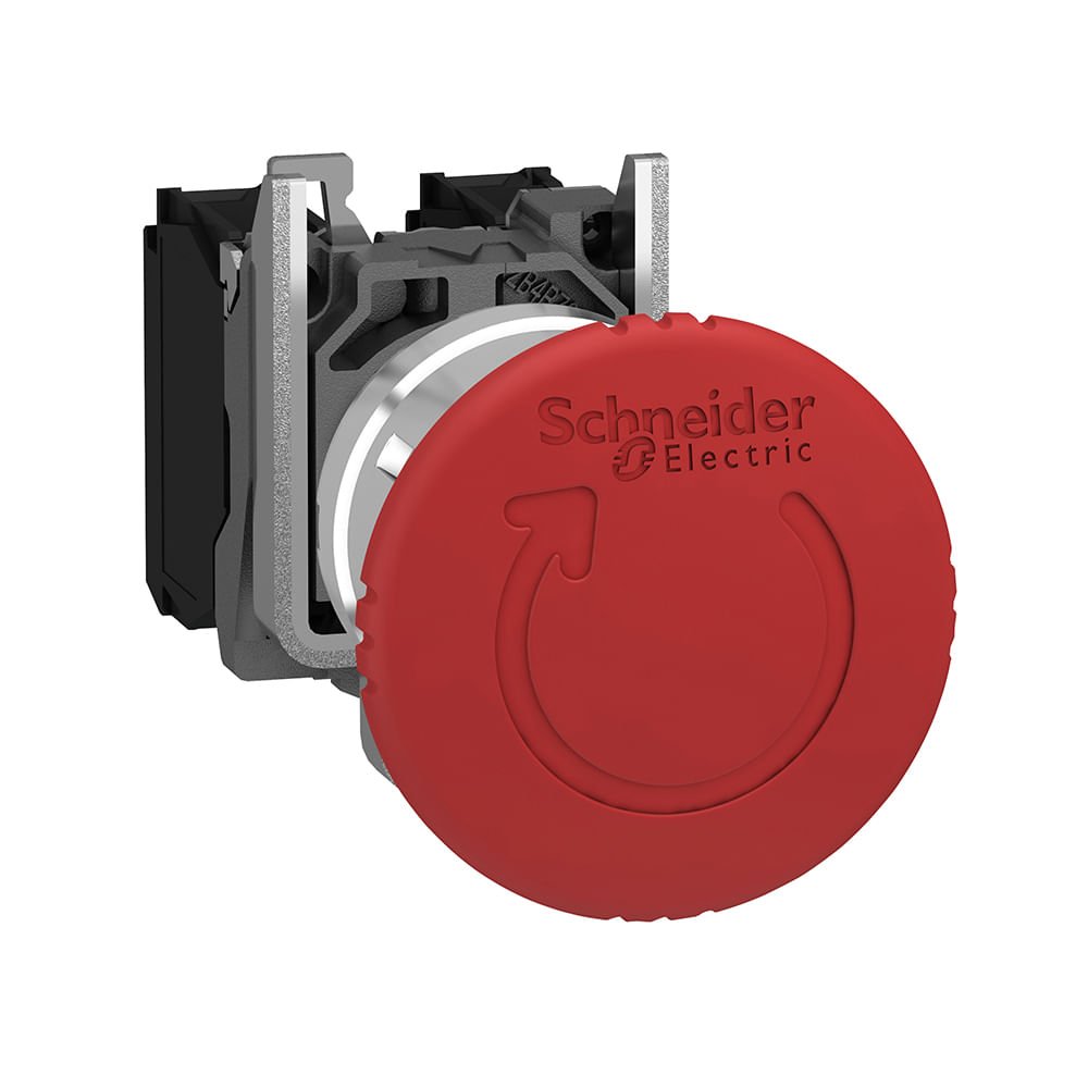 BOTÃO Ø22MM METÁLICO, EMERGÊNCIA, COGUMELO Ø40MM, VERMELHO, NA+NF XB4BS8445