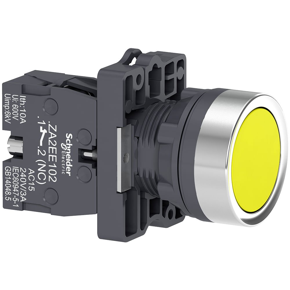 BOTÃO Ø22MM PLÁSTICO, RETORNO POR MOLA, AMARELO, NA XA2EA51
