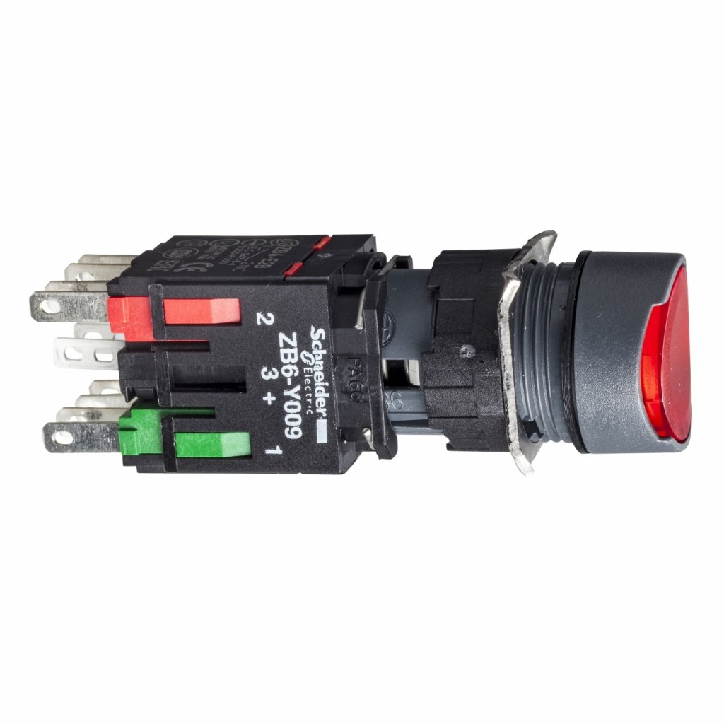 BOTAO 16MM PLASTICO A IMPULSAO REDONDO 1NA 1NF VERMELHO XB6AW4B5B