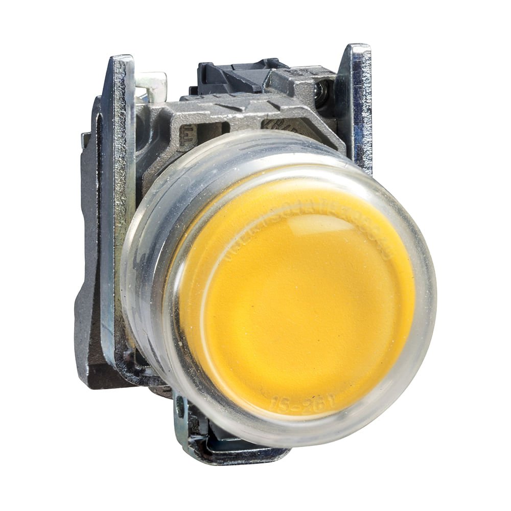 BOTÃO Ø22MM METÁLICO, RETORNO POR MOLA, AMARELO, COM CAPA, NA XB4BP51