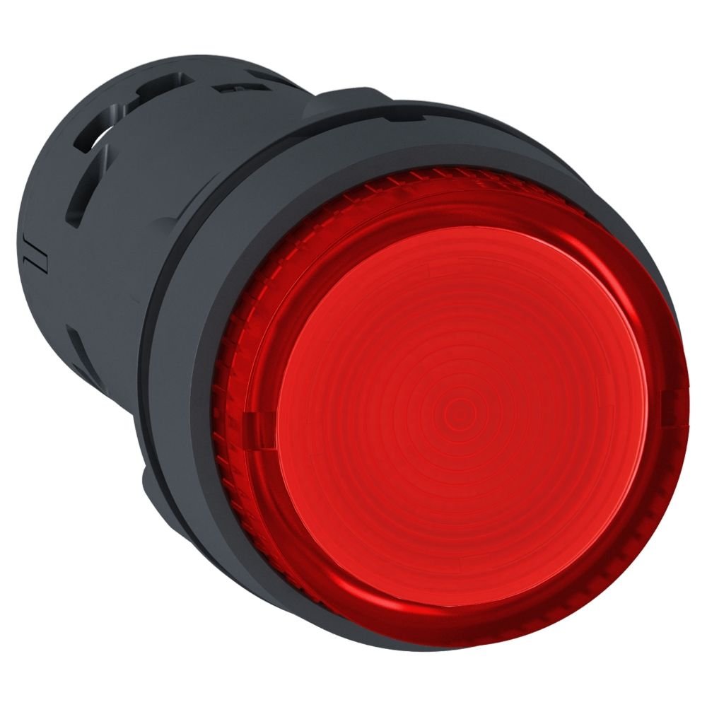BOTÃO MONOBLOCO LUMINOSO Ø22MM PLÁSTICO, COM RETENÇÃO, VERMELHO, NA, 24VCA/CC