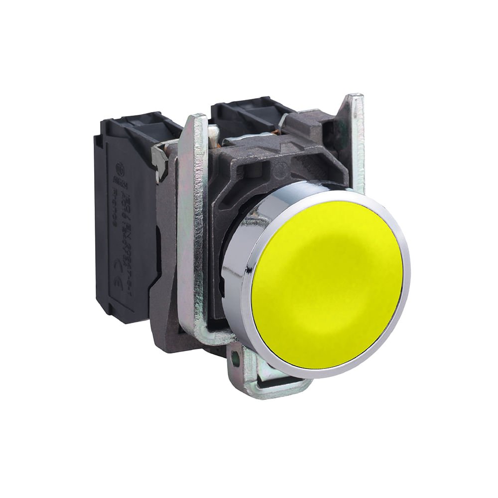 BOTÃO Ø22MM METÁLICO, RETORNO POR MOLA, AMARELO, NA XB4BA51