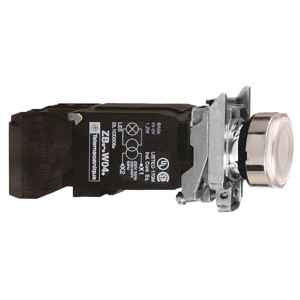 BOTÃO LUMINOSO Ø22MM METÁLICO RETORNO POR MOLA, LÂMP, BRANCO, NA+NF, 110V XB4BW3135