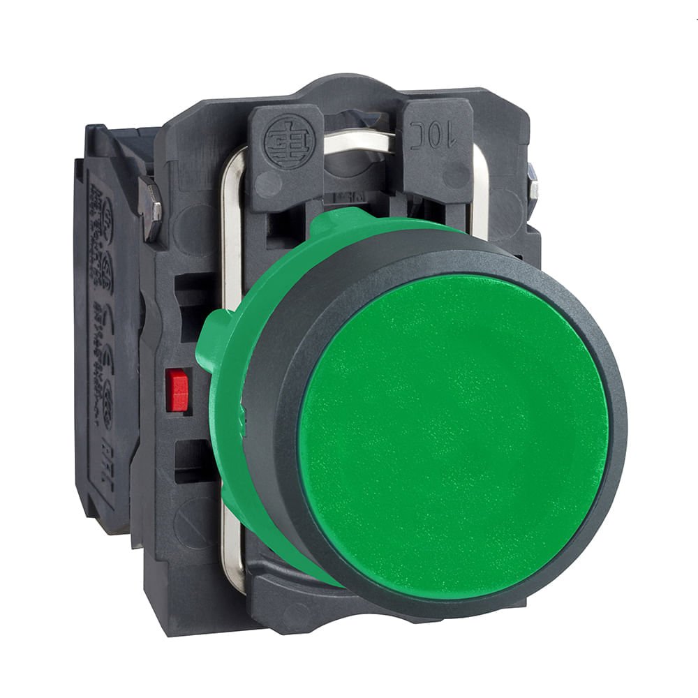 BOTÃO Ø22MM PLÁSTICO, RETORNO POR MOLA, VERDE, NA+NF XB5AA35