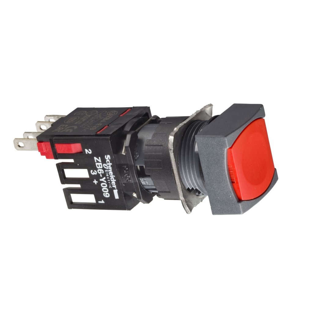 BOTAO 16MM PLASTICO A IMPULSAO QUADRADO NORMAL VERMELHO 1NA 1NF XB6CA45B