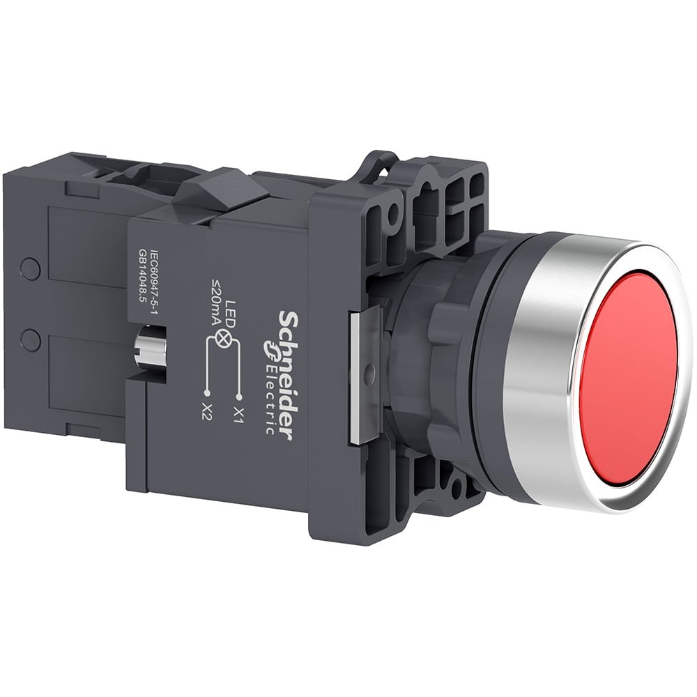 BOTÃO LUMINOSO Ø22MM PLÁSTICO, RETORNO POR MOLA, VERMELHO, NA, 220VCA XA2EW34M1