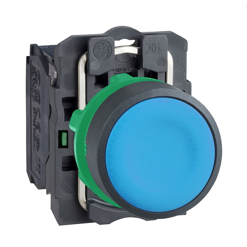 BOTÃO Ø22MM PLÁSTICO, RETORNO POR MOLA, AZUL, NA XB5AA61