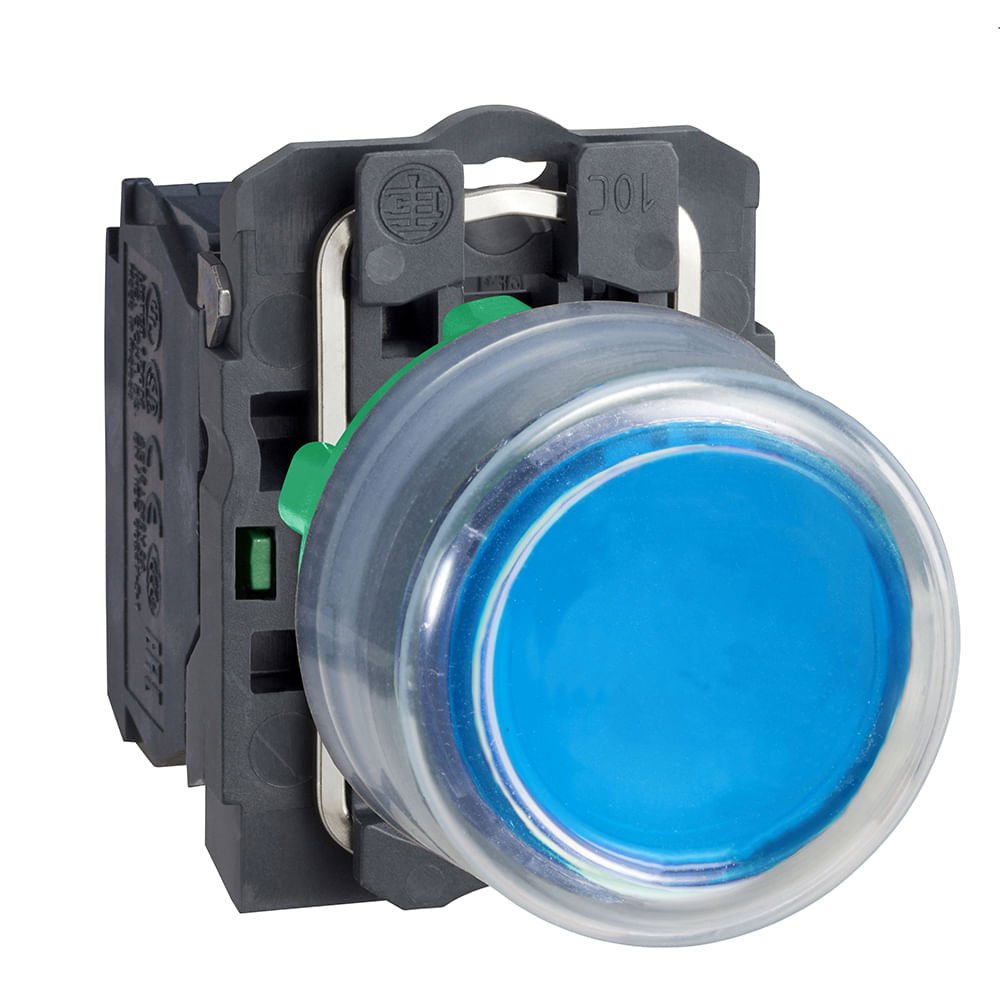 BOTÃO Ø22MM PLÁSTICO, RETORNO POR MOLA, AZUL, COM CAPA, NA XB5AP61