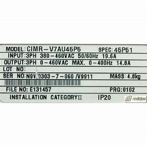 INVERSOR DE FREQUÊNCIA TRIFÁSICO 14,8A 380/460V 50/60HZ CIMRV7AU45P5